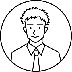 Avatar illustration: man in a collared shirt and tie, inside a circular badge (black-and-white line drawing).